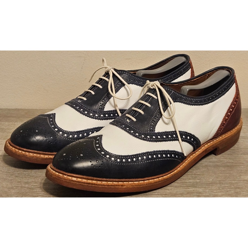 Allen Edmonds 1776 Mens 10.5 D Spectator Wingtip Oxford Shoes Navy White Brown